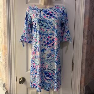 Lilly Pulitzer XS Women’s Preston Tie Sleeve Dress Breakwater Tint Party Wave